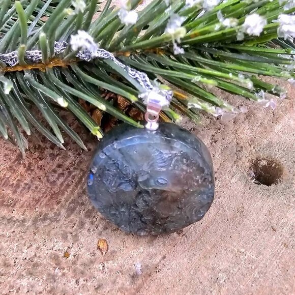 Nature Labradorite Carved Unicorn Pendant Necklace. Price includes both pendant - Picture 7 of 10